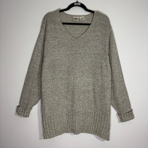 Vintage Bentley Plus Oversized V-Neck Sweater Gray Knit 2X - Picture 1 of 2